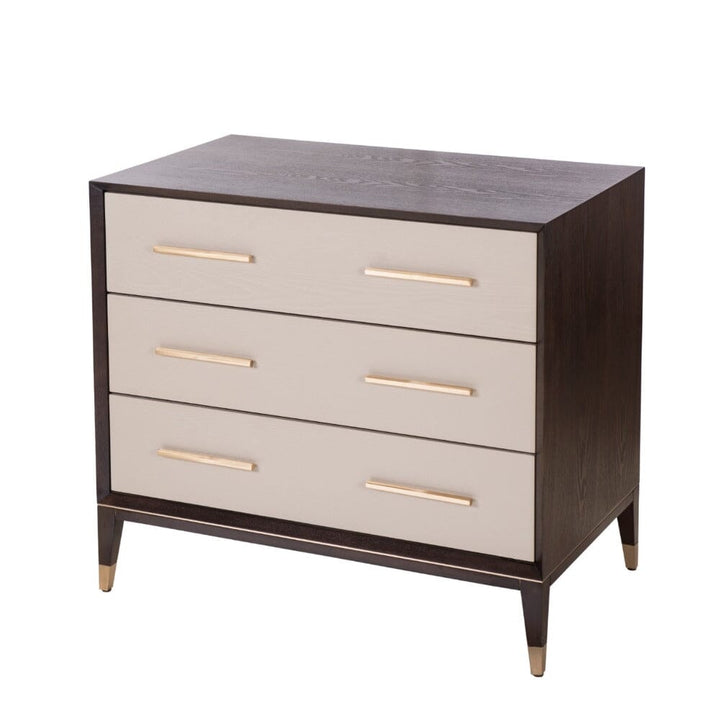 Amora Dark Wood 3 Drawer Chest with Brass Details Furniture 