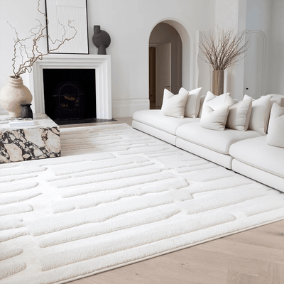Amore Ivory Textured Abstract Rug Textiles 