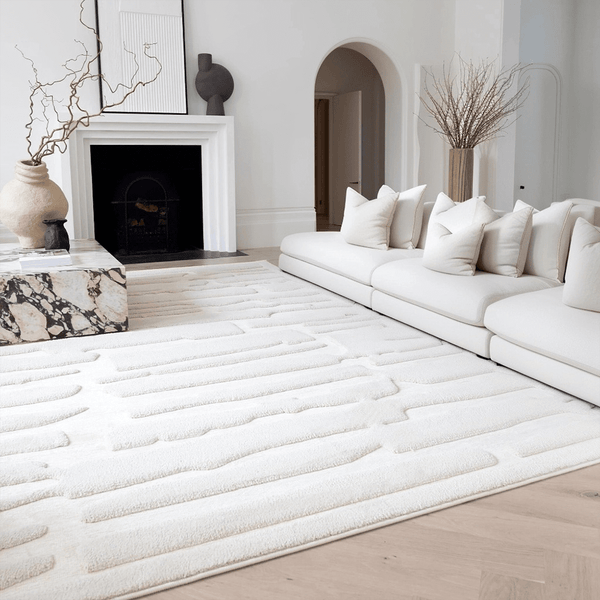 Amore Ivory Textured Abstract Rug Textiles 