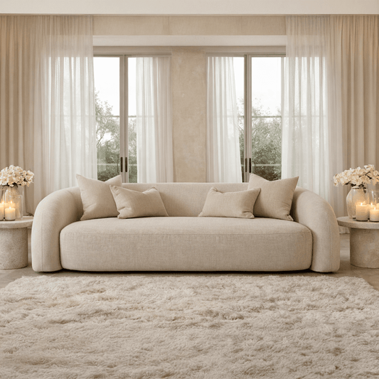 Amreli Curved Cream 2 Seater Sofa Sofa 