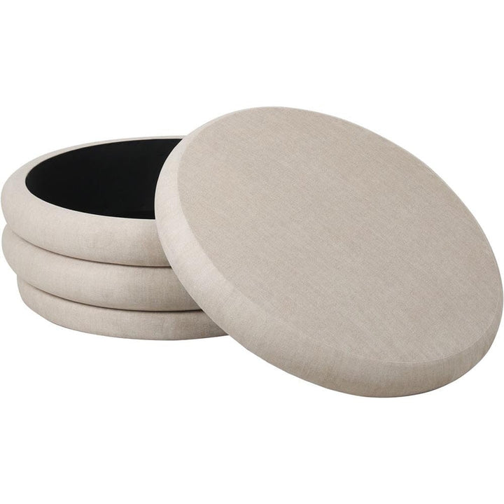 Amreli Curved Cream Large Storage Ottoman Footstool Furniture 