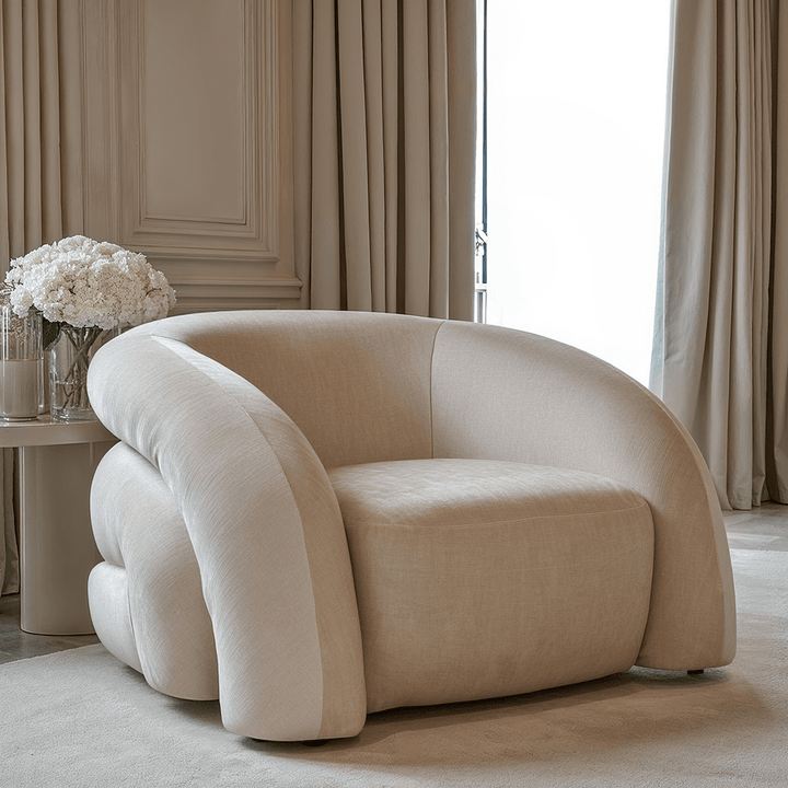 Amreli Curved Cream Snug Chair Furniture 
