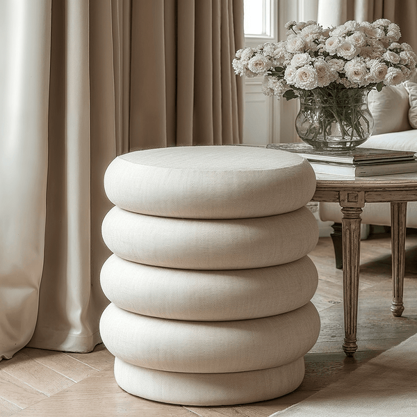 Amreli Curved Cream Upholstered Stool Furniture 