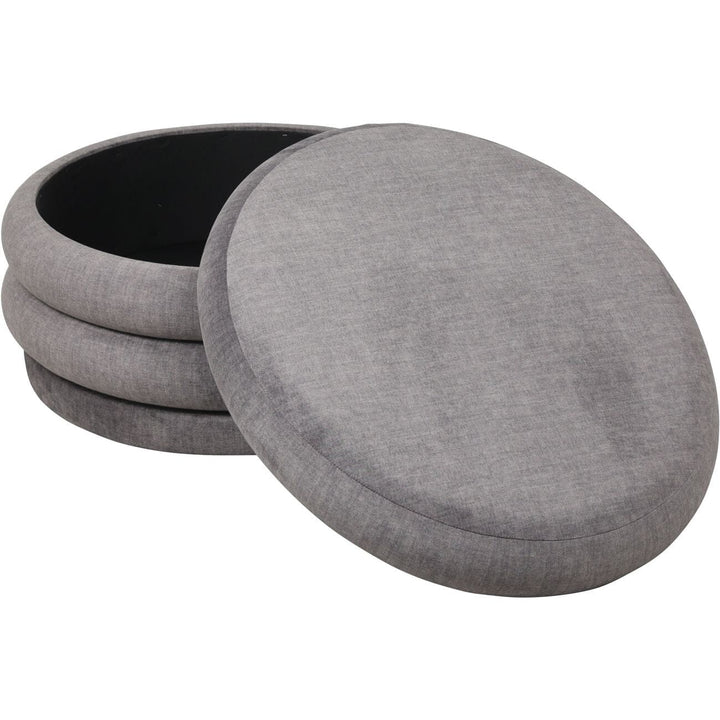 Amreli Curved Grey Large Storage Ottoman Footstool Furniture 