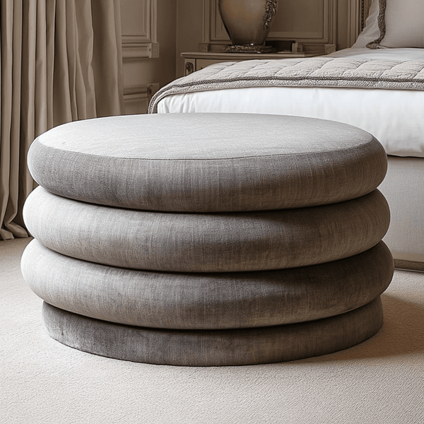 Amreli Curved Grey Large Storage Ottoman Footstool Furniture 