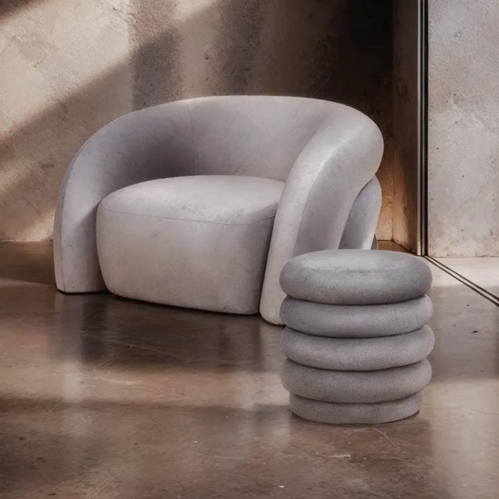 Amreli Curved Grey Upholstered Stool Furniture 