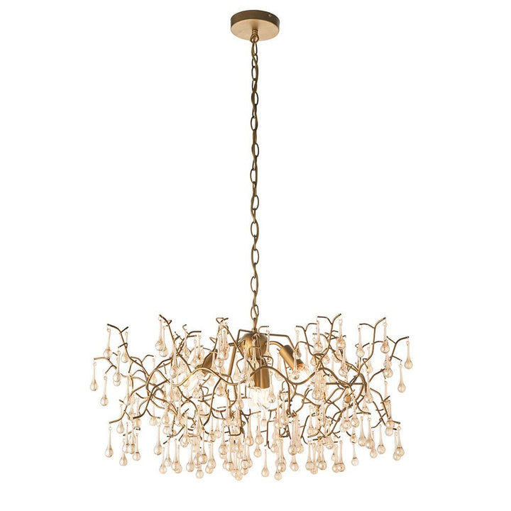 Anais Gold Branch Chandelier with Glass Droplets Lighting 