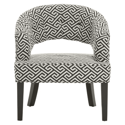 Andromeda Black & Cream Geometric Pattern Accent Chair Furniture 