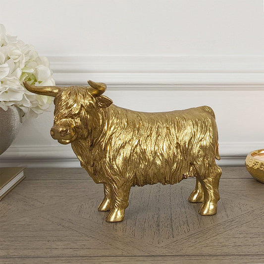 Angus Gold Highland Cow Ornament Accessories 