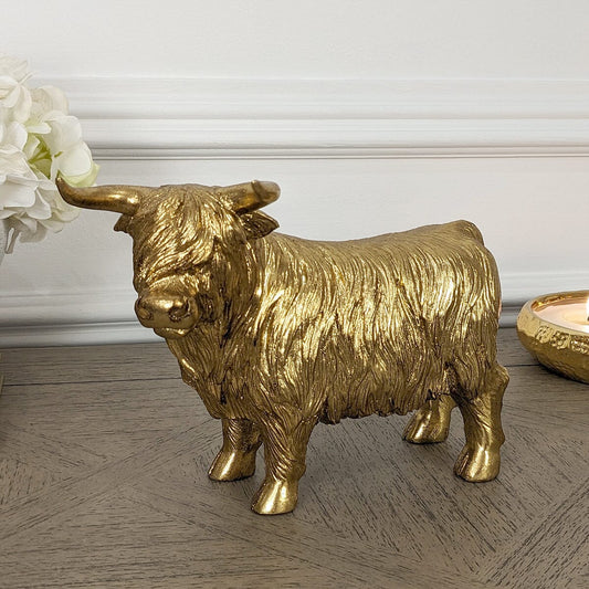 Angus Gold Highland Cow Ornament Accessories 