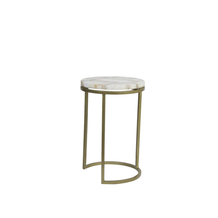 Anistoria Gold Nested Side Tables with Agate Top - Set of 2 Furniture 