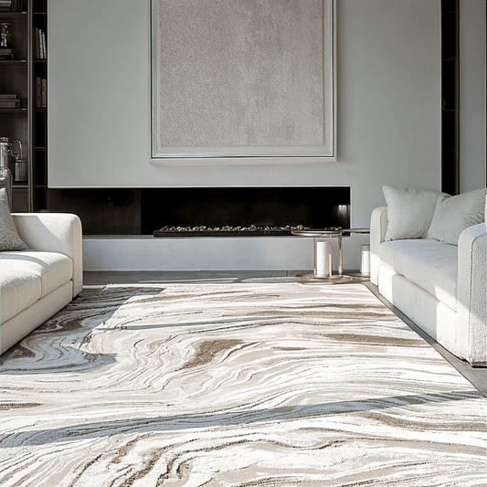 Anthea Beige & Cream Swirl Effect Abstract Rug 