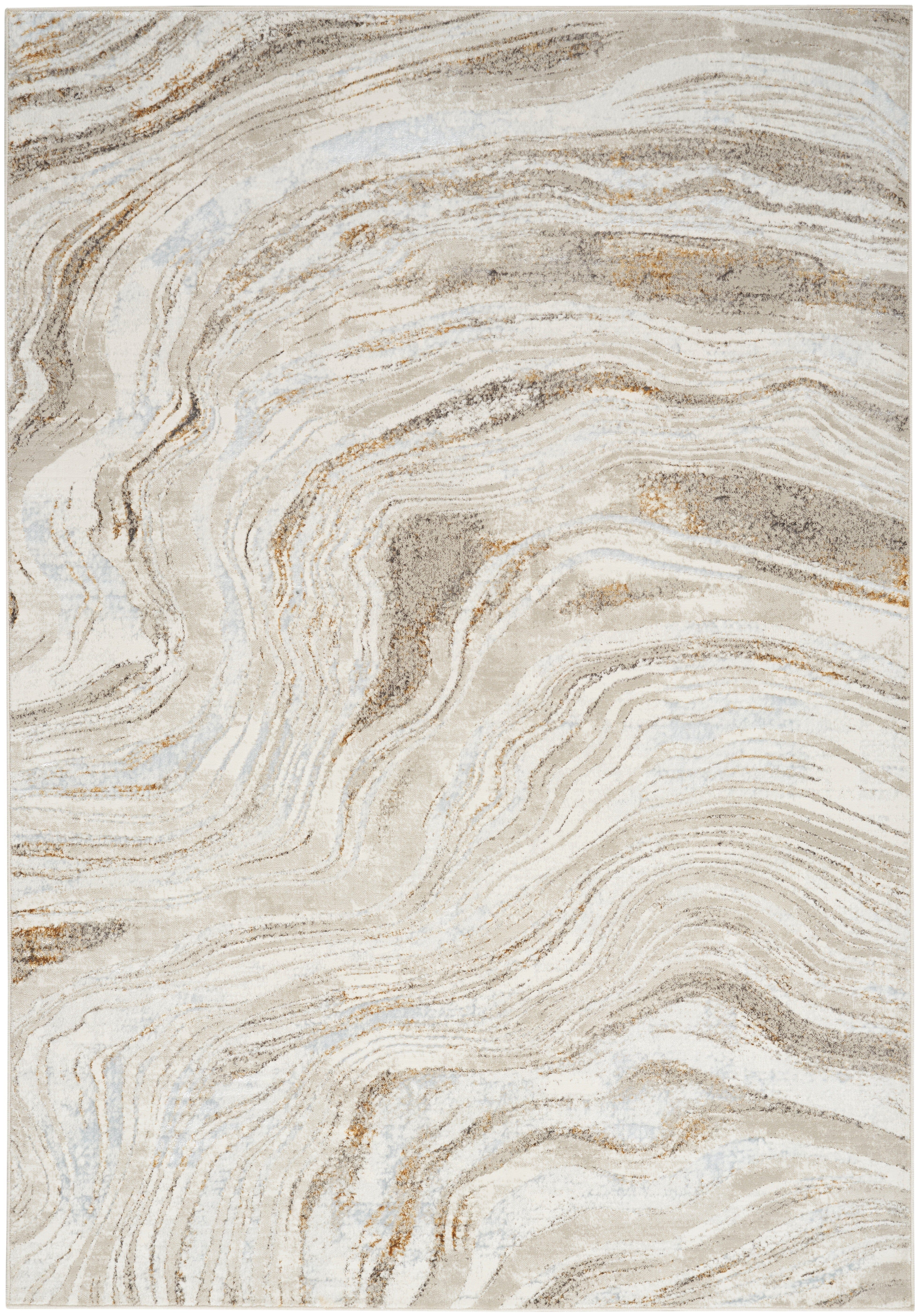 Anthea Beige & Cream Swirl Effect Abstract Rug 