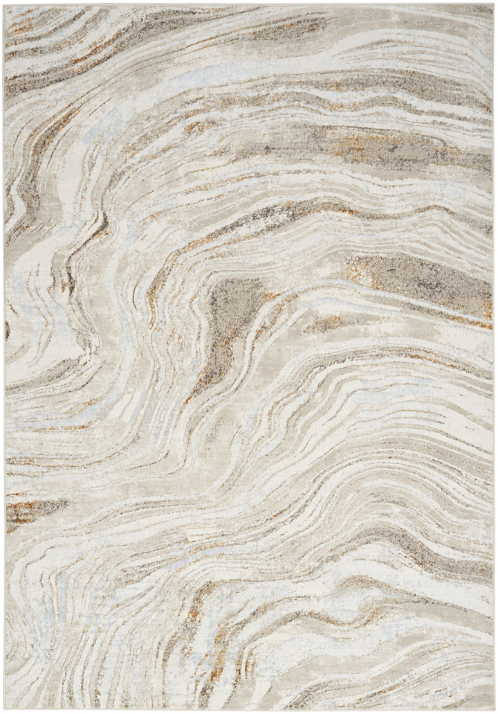Anthea Beige & Cream Swirl Effect Abstract Rug 