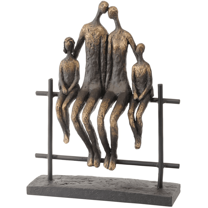 Antique Brass Family of Four Sitting Sculpture Accessories 
