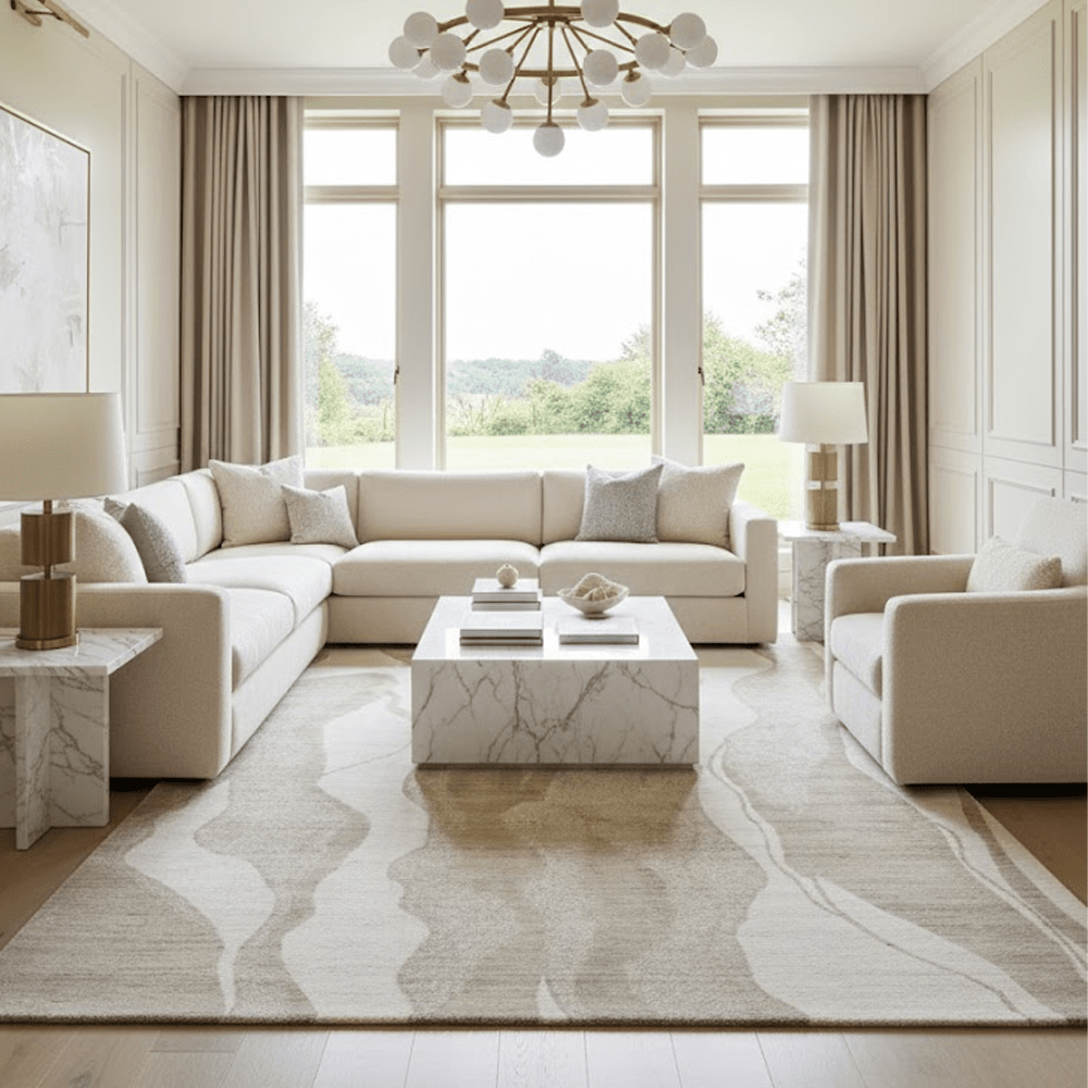 Anya Beige Abstract Wave Rug – Rowen Homes