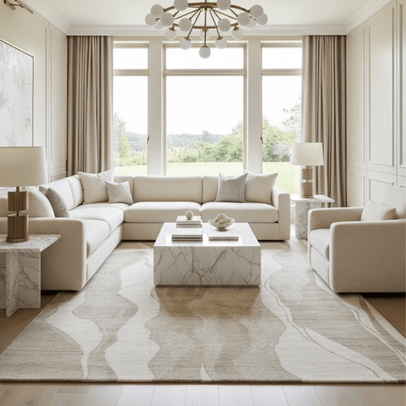 Anya Beige Abstract Wave Rug – Rowen Homes