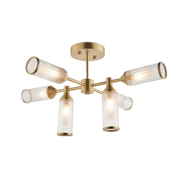 Apollo Gold & Glass Semi Flush Ceiling Light Lighting 