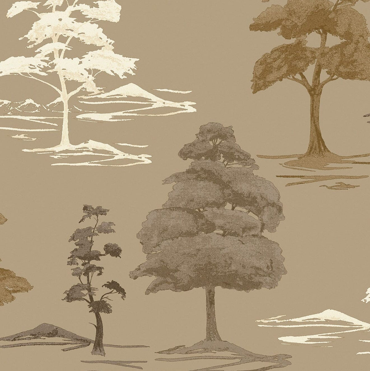 Arboria Gold Metallic Tree Print Patterned Wallpaper Home Improvement 