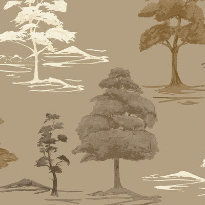 Arboria Gold Metallic Tree Print Patterned Wallpaper Home Improvement 
