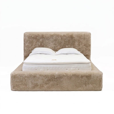 Arctic Luxury Almond Chunky Faux Fur Bed Beds and Headboards 