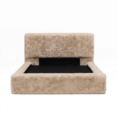 Arctic Luxury Almond Chunky Faux Fur Bed Beds and Headboards 