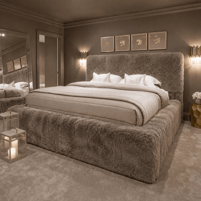 Arctic Luxury Pebble Chunky Faux Fur Bed Beds and Headboards 