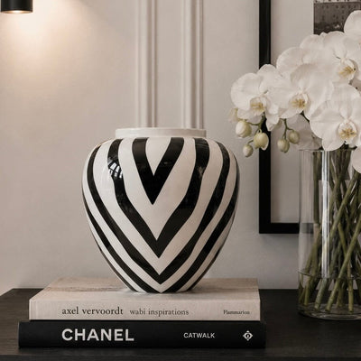 Arden Monochrome Zebra Print Vase Accessories 