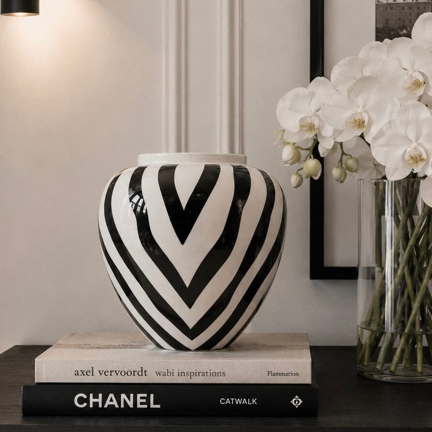 Arden Monochrome Zebra Print Vase Accessories 