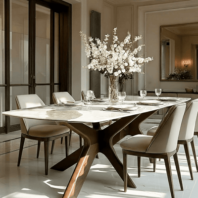 Arden Rectangular Walnut Dining Table with Sintered Stone Top Furniture 