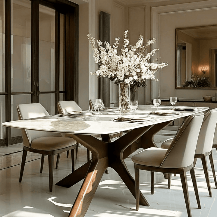 Arden Rectangular Walnut Dining Table with Sintered Stone Top Furniture 