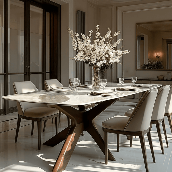 Arden Rectangular Walnut Dining Table with Sintered Stone Top Furniture 