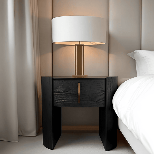 Arezzo Black 1 Drawer Bedside Table with Gold Handle Detail Furniture 
