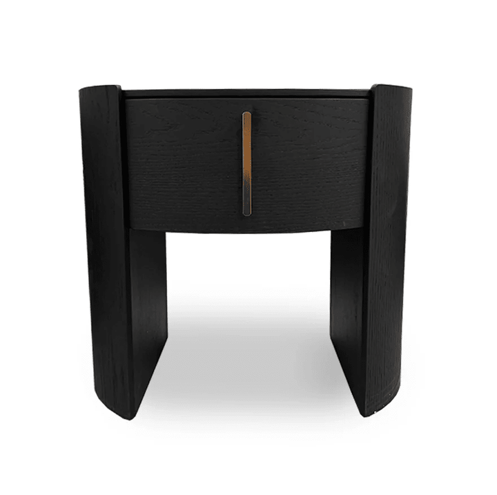 Arezzo Black 1 Drawer Bedside Table with Gold Handle Detail Furniture 