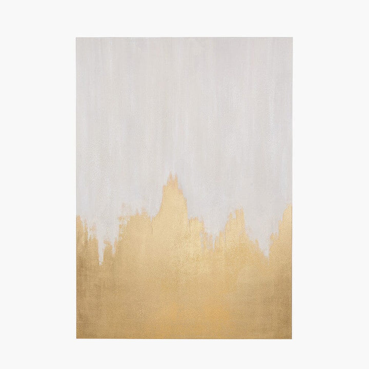 Aria White & Gold Abstract Frameless Canvas Wall Art Accessories 