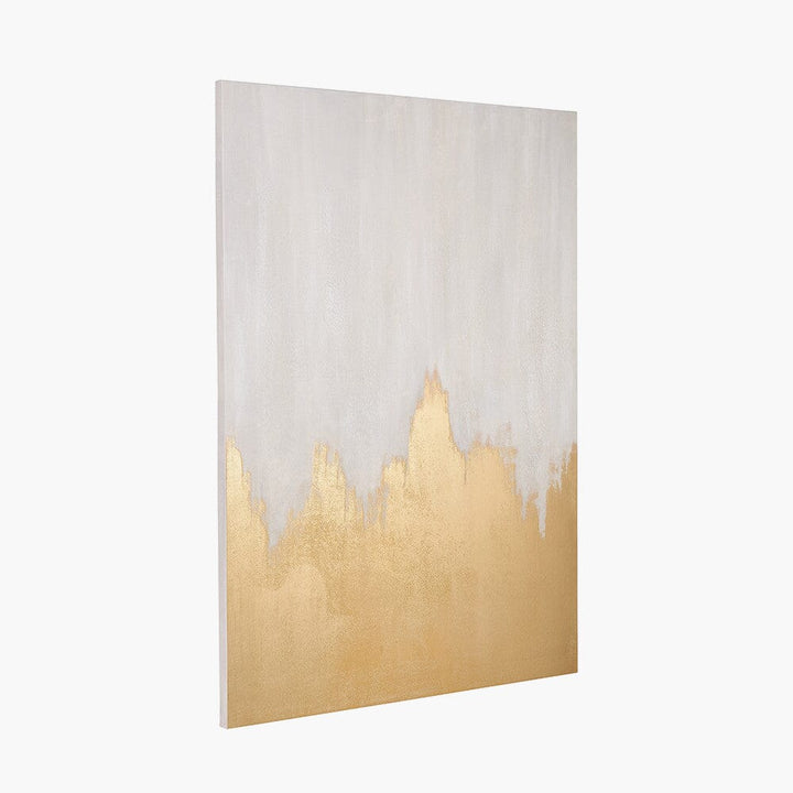 Aria White & Gold Abstract Frameless Canvas Wall Art Accessories 