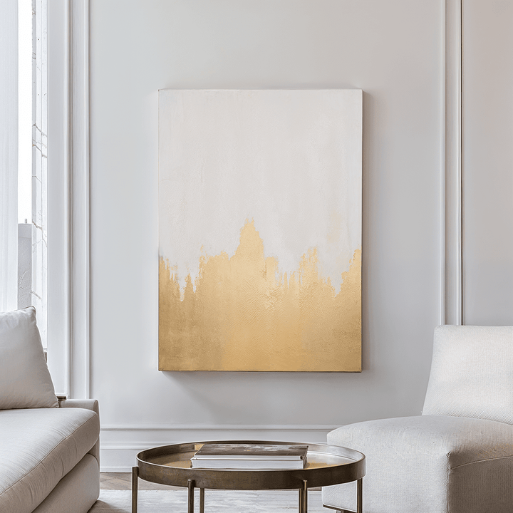 Aria White & Gold Abstract Frameless Canvas Wall Art Accessories 