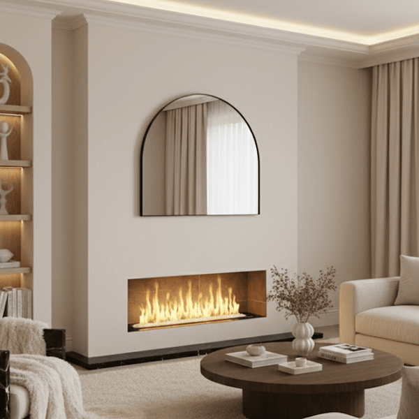 Arian Black Large Overmantle Arched Mirror Accessories 