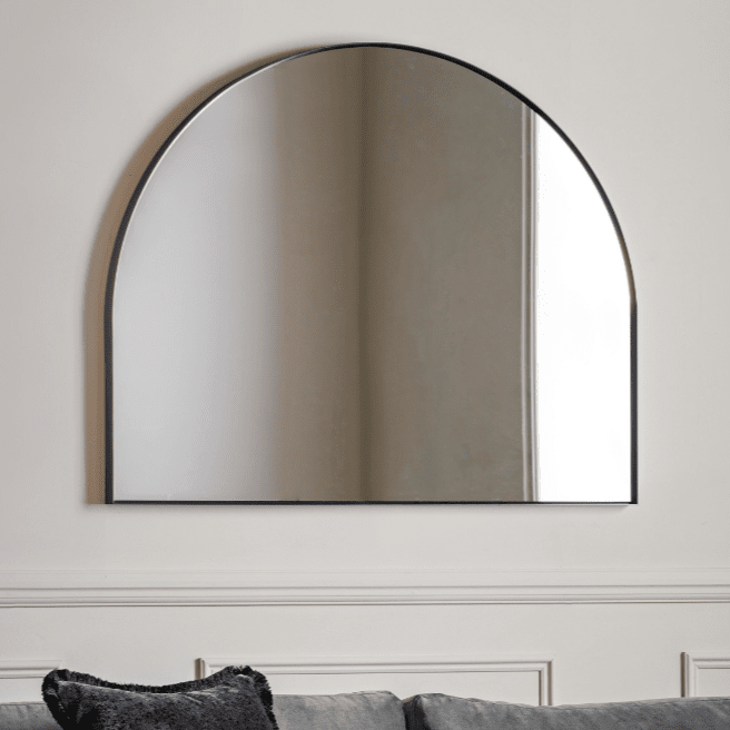 Arian Black Large Overmantle Arched Mirror Accessories 