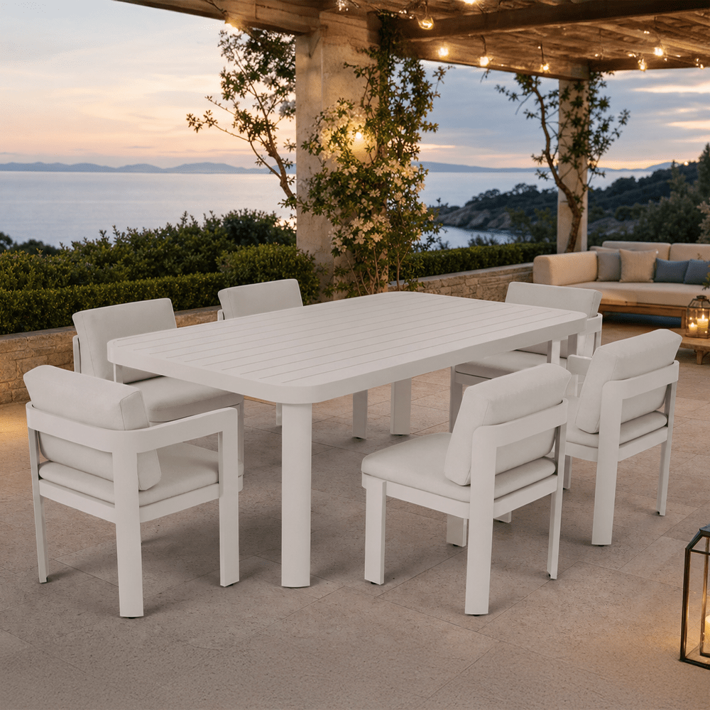 Ariel Cream 6 Seater Outdoor Dining Set Outdoor 
