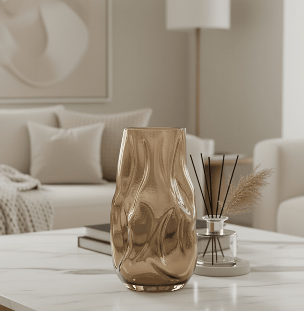 Arina Decorative Brown Glass Abstract Vase Accessories 
