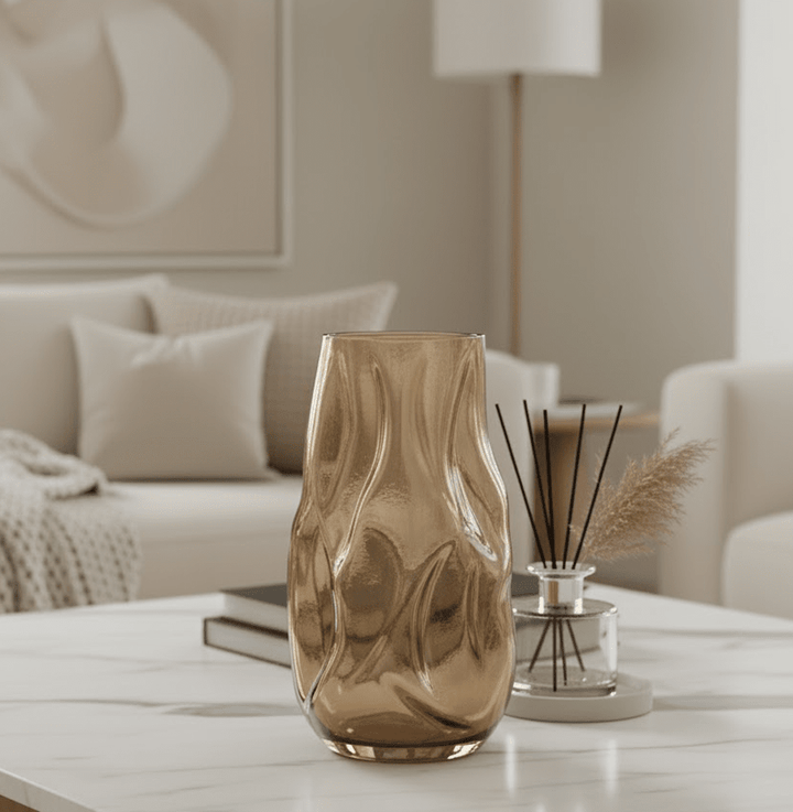 Arina Decorative Brown Glass Abstract Vase Accessories 