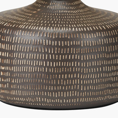 Aris Brown Textured Ceramic Table Lamp with Linen Shade Lighting 