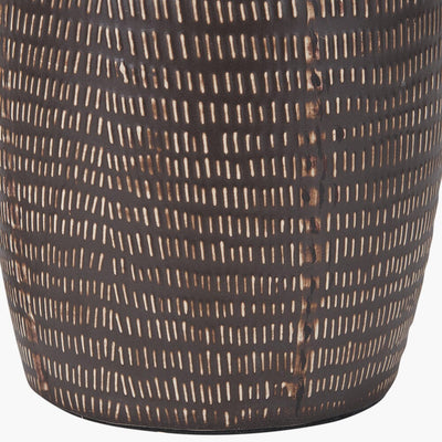 Aris Tall Brown Textured Ceramic Table Lamp with Linen Shade Lighting 