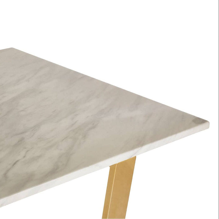 Arnie Gold Rectangular Dining Table with Marble Top Furniture 