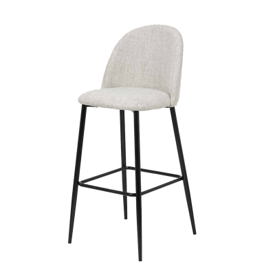 Arte Cream Linen & Black Metal Bar Stool Furniture 