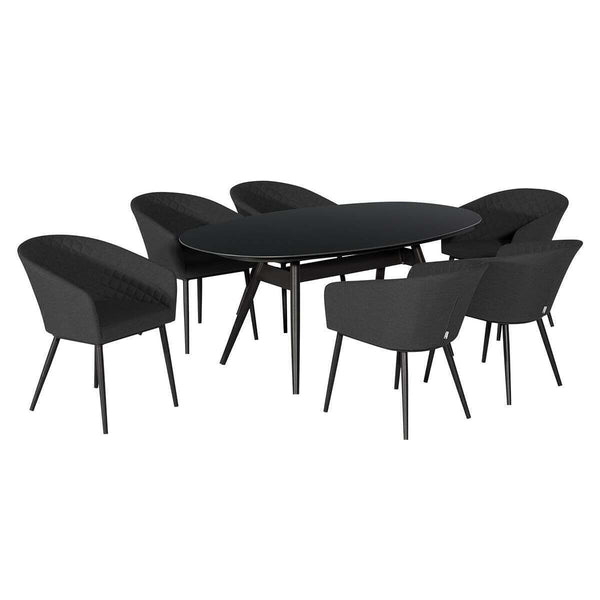 Aruba Charcoal & Black Furniture 6 Seater Dining Set Furniture 