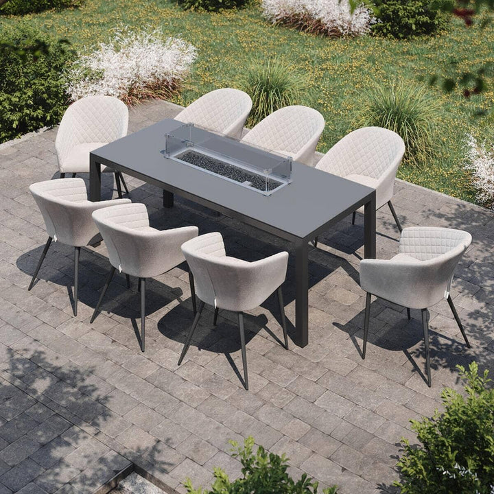 Aruba Oatmeal & Black Furniture 8 Seater Fire Pit Dining Set Furniture 