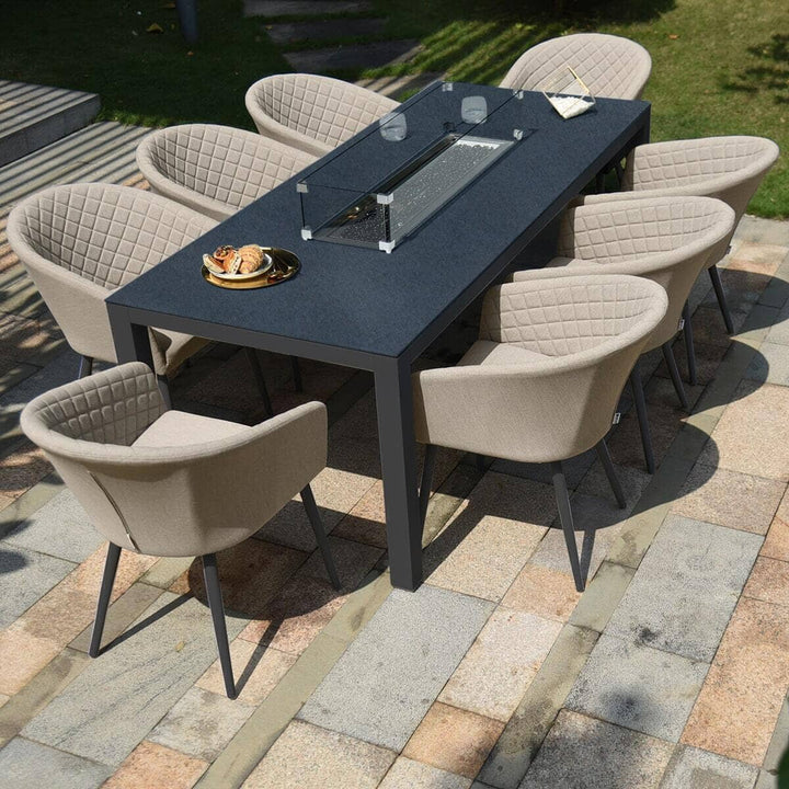 Aruba Oatmeal & Black Furniture 8 Seater Fire Pit Dining Set Furniture 