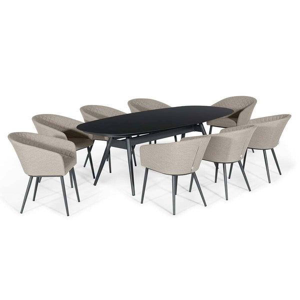 Aruba Oatmeal & Black Outdoor 8 Seater Dining Set Furniture 